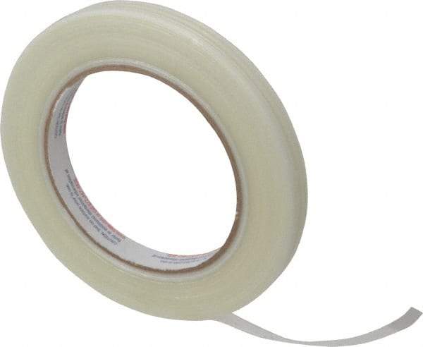 Intertape - 1/2" x 60 Yd Natural (Color) Rubber Adhesive Strapping Tape - Polyethylene Film Backing, 4 mil Thick, 100 Lb Tensile Strength, Series RG300 - Caliber Tooling