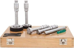 SPI - 0.8 to 1.6", Carbide, Hole Mechanical Inside Micrometer Set - 0.0002" Graduation, 6" Extension Rod Length, (2) Setting Rings Included - Caliber Tooling