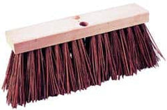 PRO-SOURCE - 14" Rough Surface Palmyra Push Broom - 6-1/4" Bristle Length, Wood Block, Tapered Handle Connection, Handle Sold Separately - Caliber Tooling