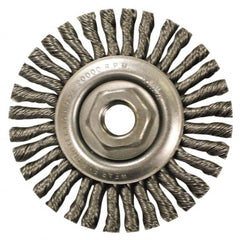 Anderson - 4" OD, M10x1.25 Arbor Hole, Knotted Steel Wheel Brush - 1/4" Face Width, 7/8" Trim Length, 0.02" Filament Diam, 20,000 RPM - Caliber Tooling