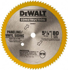 DeWALT - 5-3/8" Diam, 10mm Arbor Hole Diam, 80 Tooth Wet & Dry Cut Saw Blade - Steel, Standard Round Arbor - Caliber Tooling