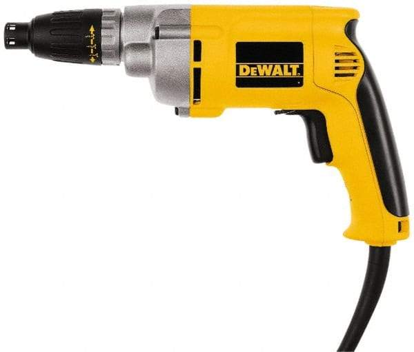 DeWALT - Pistol Grip Handle, 2,500 RPM, 132 In/Lb Torque, Electric Screwdriver - 1/4" Bit Holder, 110 Volts, 6.5 Amps - Caliber Tooling