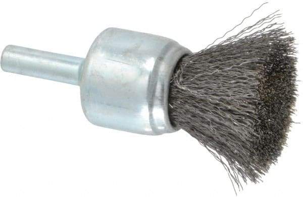 Anderson - 3/4" Brush Diam, Crimped, End Brush - 1/4" Diam Shank, 22,000 Max RPM - Caliber Tooling