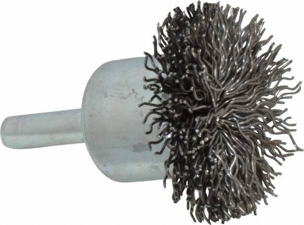 Anderson - 1-1/2" Brush Diam, Crimped, Flared End Brush - 1/4" Diam Shank, 20,000 Max RPM - Caliber Tooling