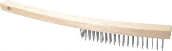 Value Collection - 3 Rows x 19 Columns Bent Handle Scratch Brush - 14" OAL, 1-1/8" Trim Length, Wood Curved Handle - Caliber Tooling