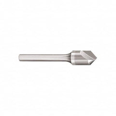 SGS - 1/2" Head Diam, 1/4" Shank Diam, 1 Flute 82° Solid Carbide Countersink - Bright Finish, 2-7/8" OAL, Single End, Straight Shank, Right Hand Cut - Caliber Tooling