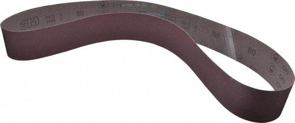 3M - 3" Wide x 60" OAL, 80 Grit, Aluminum Oxide Abrasive Belt - Aluminum Oxide, Medium, Coated, X Weighted Cloth Backing, Series 341D - Caliber Tooling