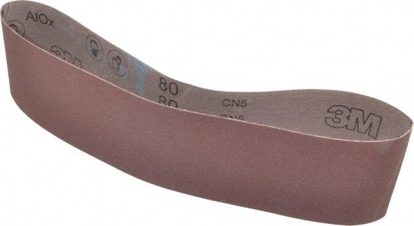 3M - 4" Wide x 36" OAL, 80 Grit, Aluminum Oxide Abrasive Belt - Aluminum Oxide, Medium, Coated, X Weighted Cloth Backing, Series 340D - Caliber Tooling