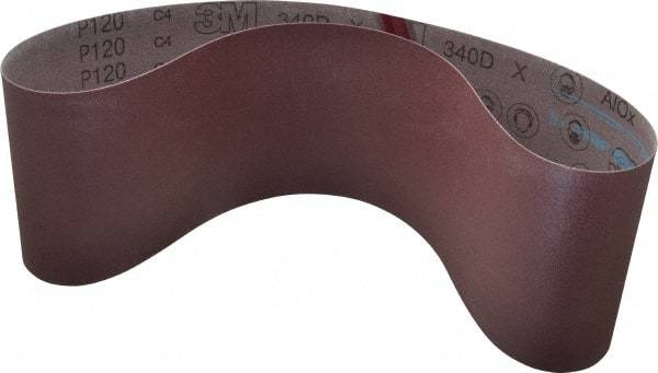 3M - 6" Wide x 48" OAL, 120 Grit, Aluminum Oxide Abrasive Belt - Aluminum Oxide, Fine, Coated, X Weighted Cloth Backing, Series 340D - Caliber Tooling