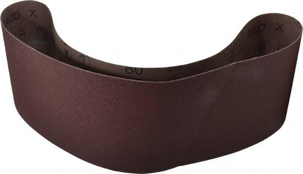 3M - 6" Wide x 48" OAL, 80 Grit, Aluminum Oxide Abrasive Belt - Aluminum Oxide, Medium, Coated, X Weighted Cloth Backing, Series 340D - Caliber Tooling