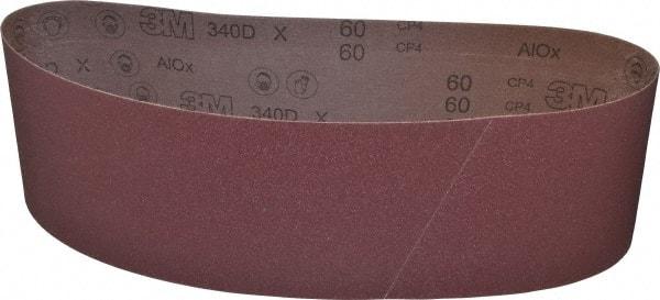 3M - 6" Wide x 48" OAL, 60 Grit, Aluminum Oxide Abrasive Belt - Aluminum Oxide, Medium, Coated, X Weighted Cloth Backing, Series 340D - Caliber Tooling