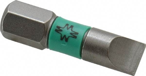 Wera - 1/4" Slotted Screwdriver Bit - 1/4" Hex Drive, 1" OAL - Caliber Tooling