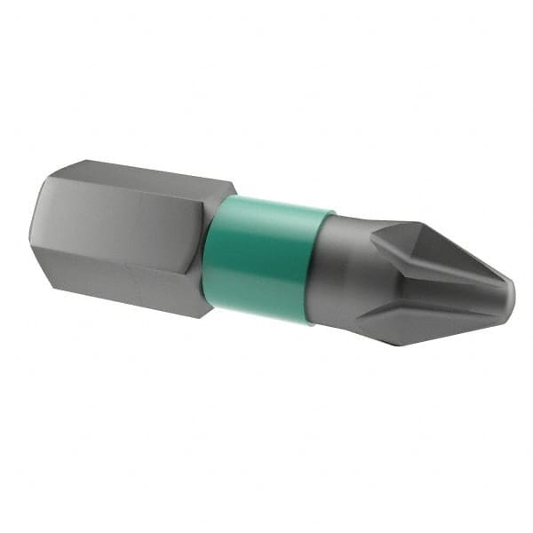 Wera - #2 Phillips Screwdriver Bit - 1/4" Hex Drive, 1" OAL - Caliber Tooling