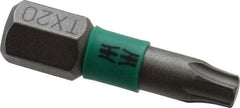 Wera - T20 Torx Bit - 1/4" Hex Drive, 1" OAL - Caliber Tooling