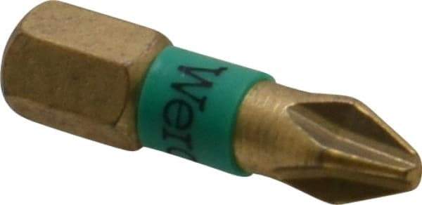 Wera - #2 Phillips Screwdriver Bit - 1/4" Hex Drive, 1" OAL - Caliber Tooling