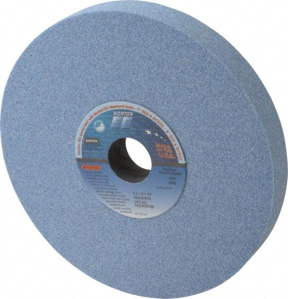 Norton - 8" Diam x 1-1/4" Hole x 1" Thick, K Hardness, 46 Grit Surface Grinding Wheel - Ceramic, Type 1, Coarse Grade, 3,600 Max RPM, Vitrified Bond, No Recess - Caliber Tooling