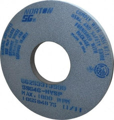 Norton - 14" Diam x 5" Hole x 1" Thick, H Hardness, 46 Grit Surface Grinding Wheel - Ceramic, Type 1, Coarse Grade, 2,320 Max RPM, Vitrified Bond, No Recess - Caliber Tooling