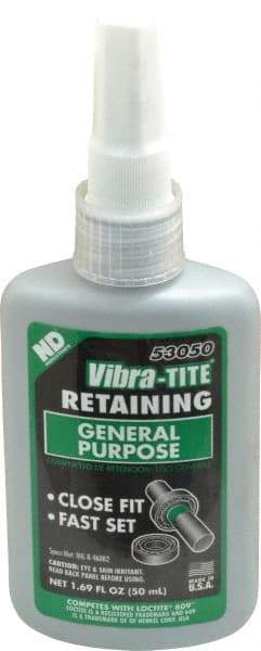 Vibra-Tite - 50 mL Bottle, Green, High Strength Liquid Retaining Compound - Series 530, 24 hr Full Cure Time - Caliber Tooling