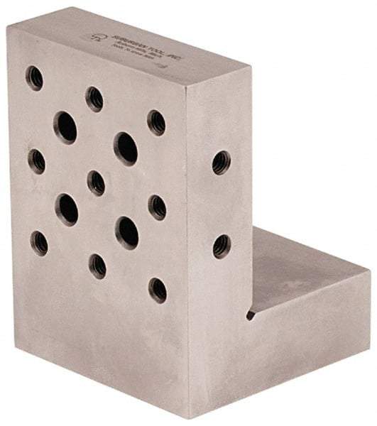 Suburban Tool - 3" Wide x 4" Deep x 3" High Steel Precision-Ground Angle Plate - Standard Plate, Machined Holes on Surface, Open End, 1" Thick, Pair of Plates - Caliber Tooling