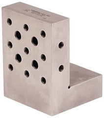 Suburban Tool - 3" Wide x 4" Deep x 3" High Steel Precision-Ground Angle Plate - Standard Plate, Machined Holes on Surface, Open End, 1" Thick, Pair of Plates - Caliber Tooling