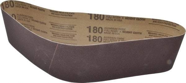 Tru-Maxx - 4" Wide x 36" OAL, 180 Grit, Aluminum Oxide Abrasive Belt - Aluminum Oxide, Very Fine, Coated, X Weighted Cloth Backing - Caliber Tooling