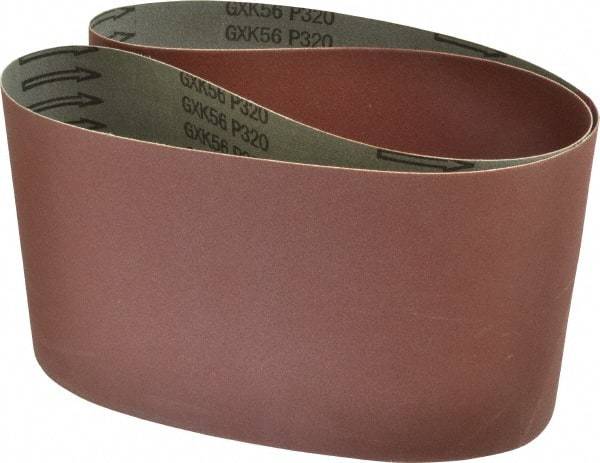 Tru-Maxx - 6" Wide x 48" OAL, 320 Grit, Aluminum Oxide Abrasive Belt - Aluminum Oxide, Extra Fine, Coated, X Weighted Cloth Backing - Caliber Tooling