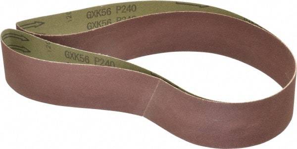 Tru-Maxx - 2" Wide x 60" OAL, 240 Grit, Aluminum Oxide Abrasive Belt - Aluminum Oxide, Very Fine, Coated, X Weighted Cloth Backing - Caliber Tooling