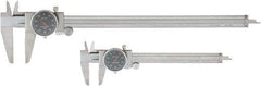 Value Collection - 0 to 6 and 12" Outside Diameter Dial Caliper Set - 0.001" Graduation, 0.1 Range per Revolution, Stainless Steel, Black Face - Caliber Tooling