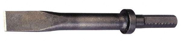 Made in USA - 1" Head Width, 9" OAL, 1/2" Shank Diam, Flat Chisel - Hex Drive, Hex Shank, Alloy Steel - Caliber Tooling