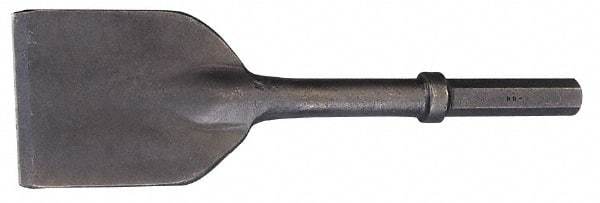 Made in USA - 5" Head Width, 15-1/4" OAL, 1" Shank Diam, Asphalt Cutter Chisel - Hex Drive, Hex Shank, Alloy Steel - Caliber Tooling