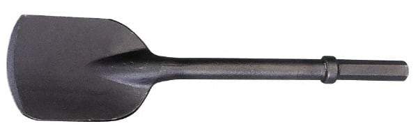 Made in USA - 5-1/2" Head Width, 20-1/4" OAL, 1" Shank Diam, Spade Chisel - Hex Drive, Hex Shank, Alloy Steel - Caliber Tooling