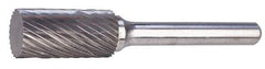 SGS Pro - 3/16" Cut Diam, 1/4" Shank Diam, Cylinder Head Single Cut Burr - Carbide, Flat End, 5/8" LOC, 2" OAL - Caliber Tooling