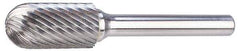 M.A. Ford - 1/4" Cut Diam, 1/4" Shank Diam, Cylinder with Radius Head Double Cut Burr - Carbide, Radius End, 5/8" LOC, 2" OAL - Caliber Tooling