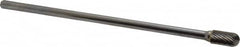 Atrax - 3/8" Cut Diam, 1/4" Shank Diam, Cylinder with Radius Head Single Cut Burr - Carbide, Radius End, 3/4" LOC, 6-3/4" OAL - Caliber Tooling