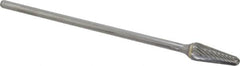 Atrax - 1/2" Cut Diam, 1/4" Shank Diam, Taper Head Single Cut Burr - Carbide, Radius End, 1-1/8" LOC, 7-1/8" OAL - Caliber Tooling