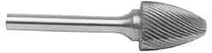 M.A. Ford - 1/8" Cut Diam, 1/8" Shank Diam, Tree with Radius Head Single Cut Burr - Carbide, Radius End, 1/2" LOC, 1-1/2" OAL - Caliber Tooling