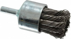 Weiler - 1-1/8" Brush Diam, Knotted, End Brush - 1/4" Diam Shank, 22,000 Max RPM - Caliber Tooling