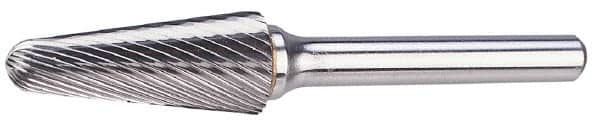 M.A. Ford - 3/8" Cut Diam, 1/4" Shank Diam, Taper Head Single Cut Burr - Carbide, Radius End, 1-1/8" LOC, 3-3/16" OAL - Caliber Tooling