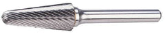 Atrax - 3/4" Cut Diam, 1/4" Shank Diam, Taper Head Single Cut Burr - Radius End, 1-1/2" LOC, 3-3/8" OAL - Caliber Tooling