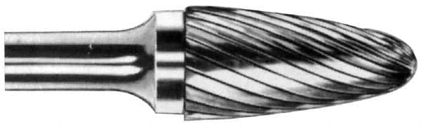 M.A. Ford - 7/16" Cut Diam, 1/4" Shank Diam, Tree with Radius Head Single Cut Burr - Carbide, Radius End, 1" LOC, 3" OAL - Caliber Tooling