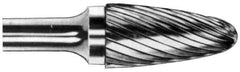 M.A. Ford - 5/8" Cut Diam, 1/4" Shank Diam, Tree with Radius Head Single Cut Burr - Carbide, Radius End, 1" LOC, 3" OAL - Caliber Tooling