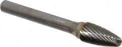 Atrax - 3/8" Cut Diam, 6mm Shank Diam, Tree with Radius Head Single Cut Burr - Carbide, Radius End, 3/4" LOC, 2-1/2" OAL - Caliber Tooling