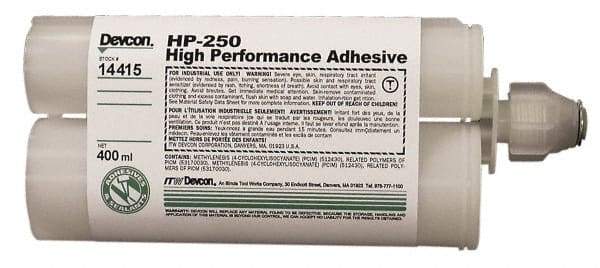 Devcon - 400 mL Cartridge Two Part Epoxy - 65 min Working Time, 3,200 psi Shear Strength, Series HP250 - Caliber Tooling