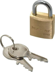 Master Lock - 7/16" Shackle Clearance, Keyed Alike Padlock - 5/32" Shackle Diam, Brass - Caliber Tooling