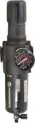 Norgren - 1/2" NPT Port Standard 1 Piece Filter/Regulator FRL Unit - Polycarbonate Bowl, 212 SCFM, 150 Max psi, 9.95" High x 3.15" Long, Manual Drain - Caliber Tooling