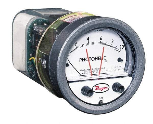 Dwyer - 8 Max psi, 2% Accuracy, NPT Thread Photohelic Pressure Switch - 1/8 Inch Thread, 30 Maximum PSI, 120°F Max - Caliber Tooling