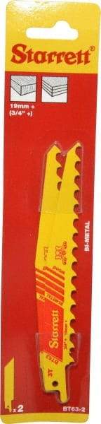 Starrett - 6" Long x 3/4" Thick, Bi-Metal Reciprocating Saw Blade - Tapered Profile, 3 TPI, Toothed Edge, Universal Shank - Caliber Tooling