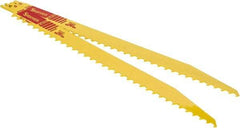 Starrett - 12" Long x 3/4" Thick, Bi-Metal Reciprocating Saw Blade - Tapered Profile, 3 TPI, Toothed Edge, Universal Shank - Caliber Tooling