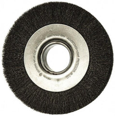 Anderson - 8" OD, 2" Arbor Hole, Crimped Steel Wheel Brush - 1-5/8" Face Width, 1-1/2" Trim Length, 0.006" Filament Diam, 4,500 RPM - Caliber Tooling