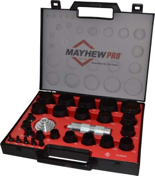 Mayhew - 27 Piece, 1/8 to 2", Hollow Punch Set - Comes in Plastic Case - Caliber Tooling